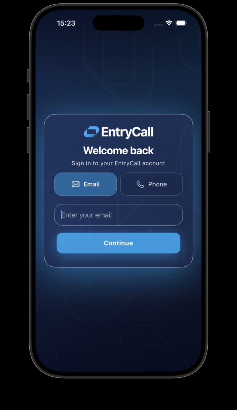 Passwordless sign-in — your email or phone number, then a one-time code.
